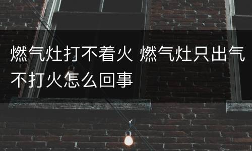 燃气灶打不着火 燃气灶只出气不打火怎么回事