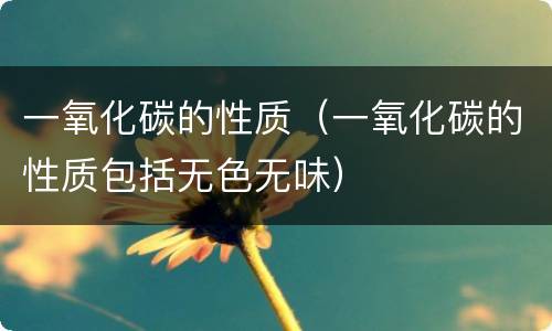 一氧化碳的性质（一氧化碳的性质包括无色无味）