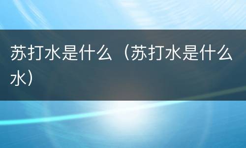 苏打水是什么（苏打水是什么水）