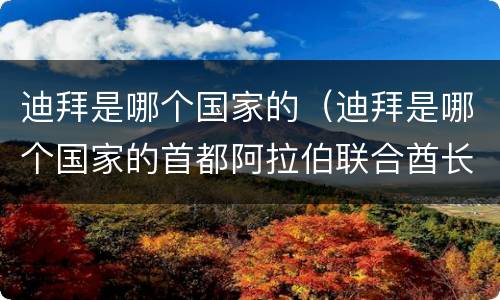 迪拜是哪个国家的（迪拜是哪个国家的首都阿拉伯联合酋长国）