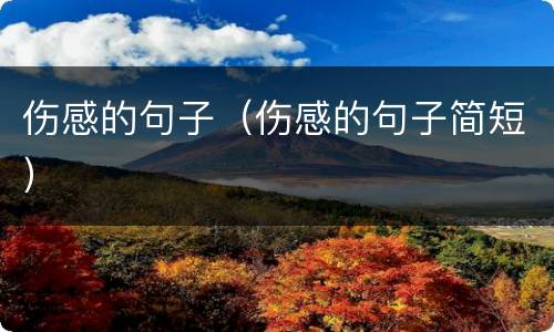 伤感的句子（伤感的句子简短）