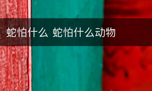 蛇怕什么 蛇怕什么动物