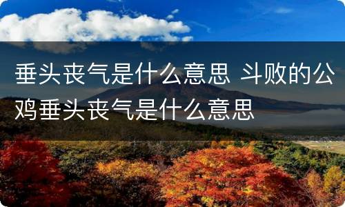 垂头丧气是什么意思 斗败的公鸡垂头丧气是什么意思
