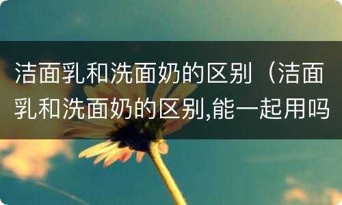 洁面乳和洗面奶的区别（洁面乳和洗面奶的区别,能一起用吗?）