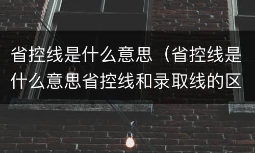 省控线是什么意思（省控线是什么意思省控线和录取线的区别）