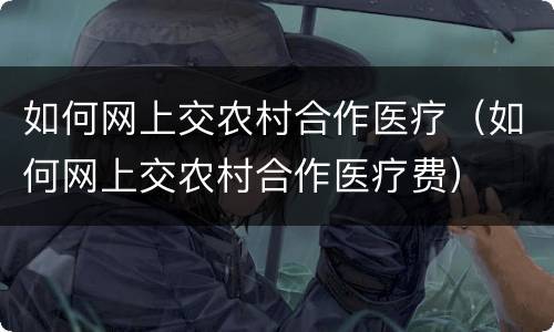 如何网上交农村合作医疗（如何网上交农村合作医疗费）