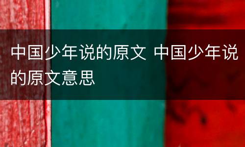 中国少年说的原文 中国少年说的原文意思