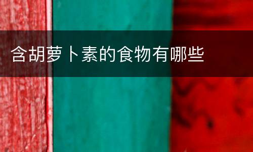 含胡萝卜素的食物有哪些