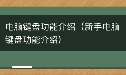 电脑键盘功能介绍（新手电脑键盘功能介绍）