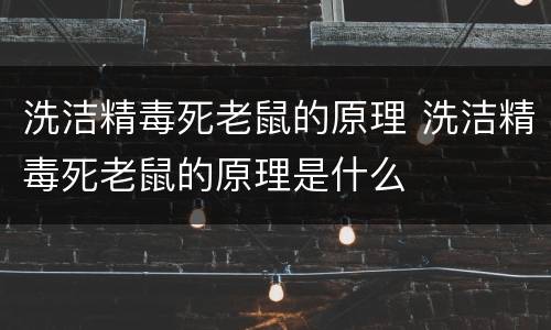 洗洁精毒死老鼠的原理 洗洁精毒死老鼠的原理是什么