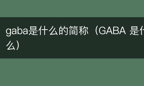 gaba是什么的简称（GABA 是什么）