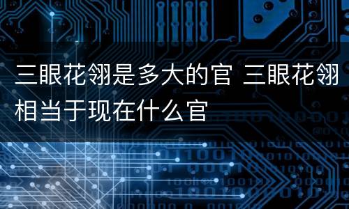 三眼花翎是多大的官 三眼花翎相当于现在什么官