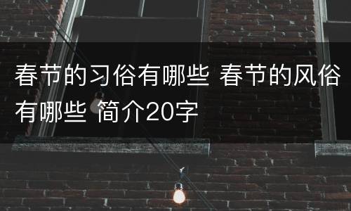 春节的习俗有哪些 春节的风俗有哪些 简介20字