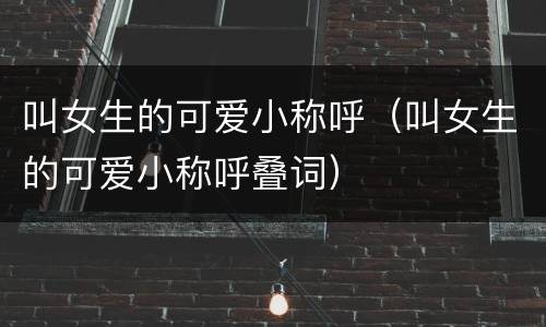 叫女生的可爱小称呼（叫女生的可爱小称呼叠词）