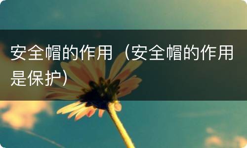 安全帽的作用（安全帽的作用是保护）
