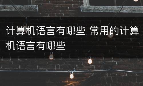 计算机语言有哪些 常用的计算机语言有哪些