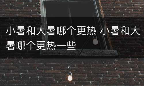 小暑和大暑哪个更热 小暑和大暑哪个更热一些