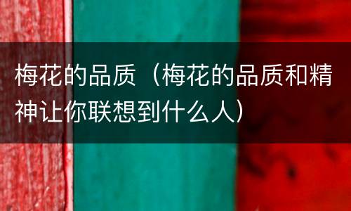 梅花的品质（梅花的品质和精神让你联想到什么人）