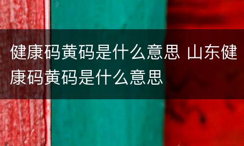 健康码黄码是什么意思 山东健康码黄码是什么意思