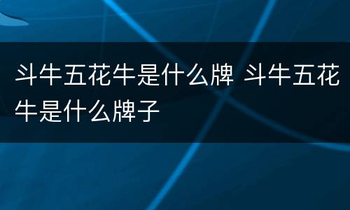 斗牛五花牛是什么牌 斗牛五花牛是什么牌子