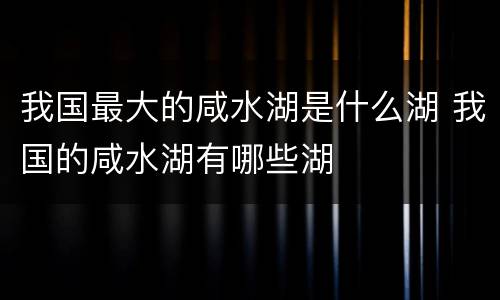 我国最大的咸水湖是什么湖 我国的咸水湖有哪些湖