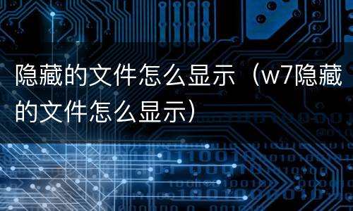 隐藏的文件怎么显示（w7隐藏的文件怎么显示）