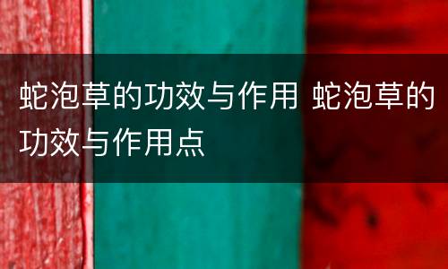 蛇泡草的功效与作用 蛇泡草的功效与作用点