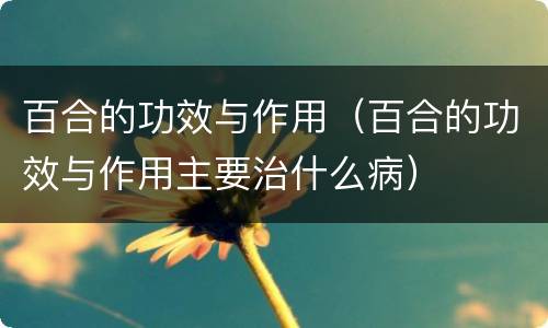 百合的功效与作用（百合的功效与作用主要治什么病）