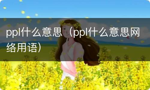 ppl什么意思（ppl什么意思网络用语）