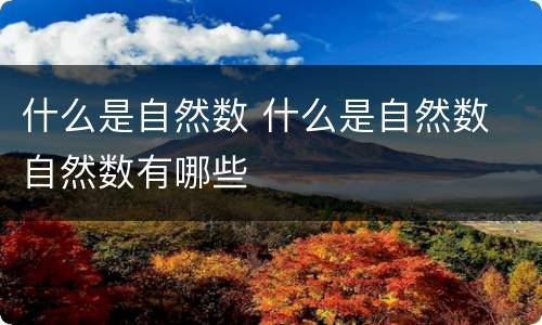什么是自然数 什么是自然数 自然数有哪些