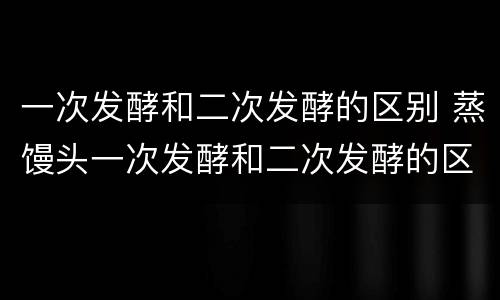 一次发酵和二次发酵的区别 蒸馒头一次发酵和二次发酵的区别