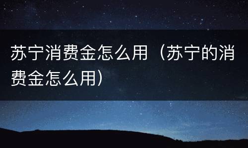 苏宁消费金怎么用（苏宁的消费金怎么用）
