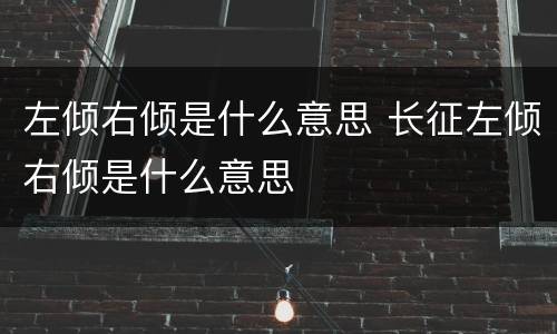 左倾右倾是什么意思 长征左倾右倾是什么意思