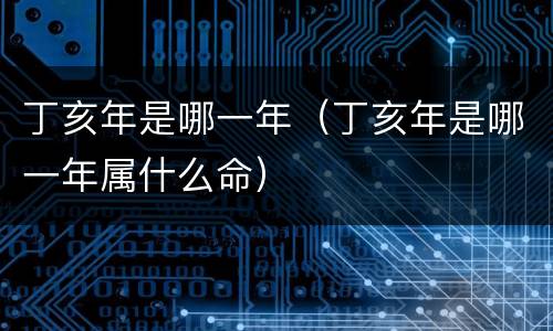 丁亥年是哪一年（丁亥年是哪一年属什么命）