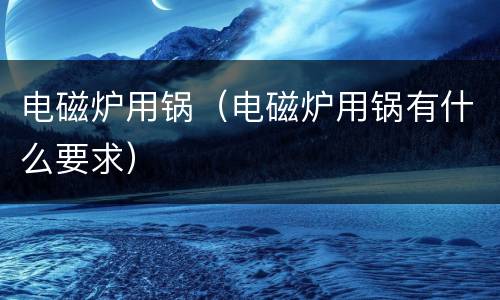 电磁炉用锅（电磁炉用锅有什么要求）