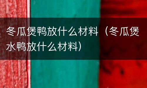 冬瓜煲鸭放什么材料（冬瓜煲水鸭放什么材料）