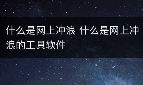 什么是网上冲浪 什么是网上冲浪的工具软件
