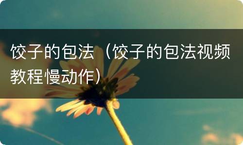 饺子的包法（饺子的包法视频教程慢动作）