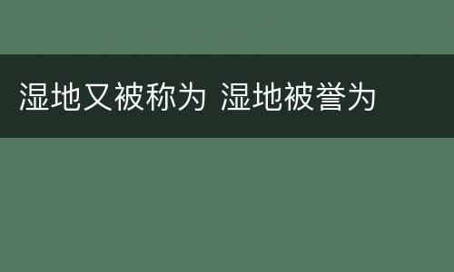 湿地又被称为 湿地被誉为