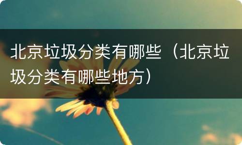 北京垃圾分类有哪些（北京垃圾分类有哪些地方）