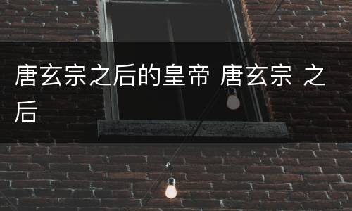 唐玄宗之后的皇帝 唐玄宗 之后