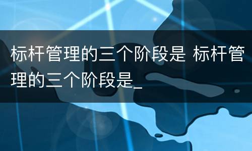 标杆管理的三个阶段是 标杆管理的三个阶段是_