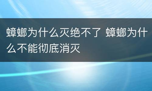 蟑螂为什么灭绝不了 蟑螂为什么不能彻底消灭