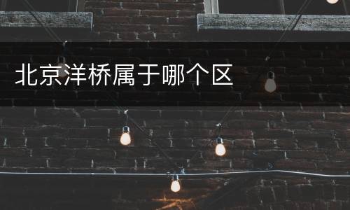北京洋桥属于哪个区