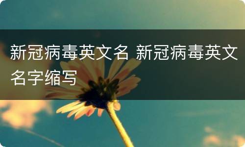 新冠病毒英文名 新冠病毒英文名字缩写