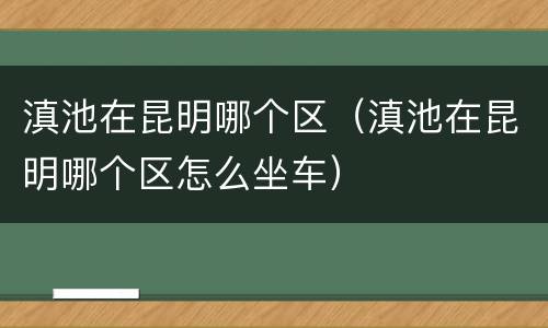 滇池在昆明哪个区（滇池在昆明哪个区怎么坐车）