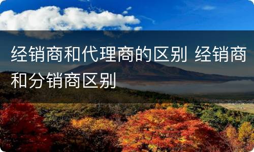 经销商和代理商的区别 经销商和分销商区别