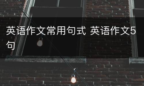 英语作文常用句式 英语作文5句