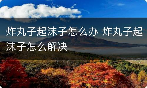 炸丸子起沫子怎么办 炸丸子起沫子怎么解决