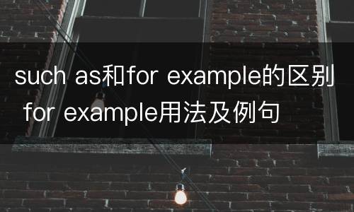 such as和for example的区别 for example用法及例句